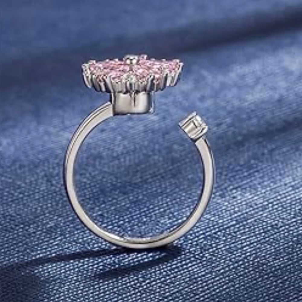 Pink Cubic Zirconia Fidget Ring size 6 NIB